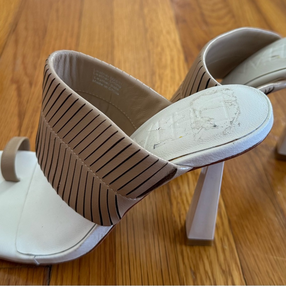 Deltan Kelsea beige braid leather toe loop heel Sandals, size 5.5 wedding party - Picture 11 of 13